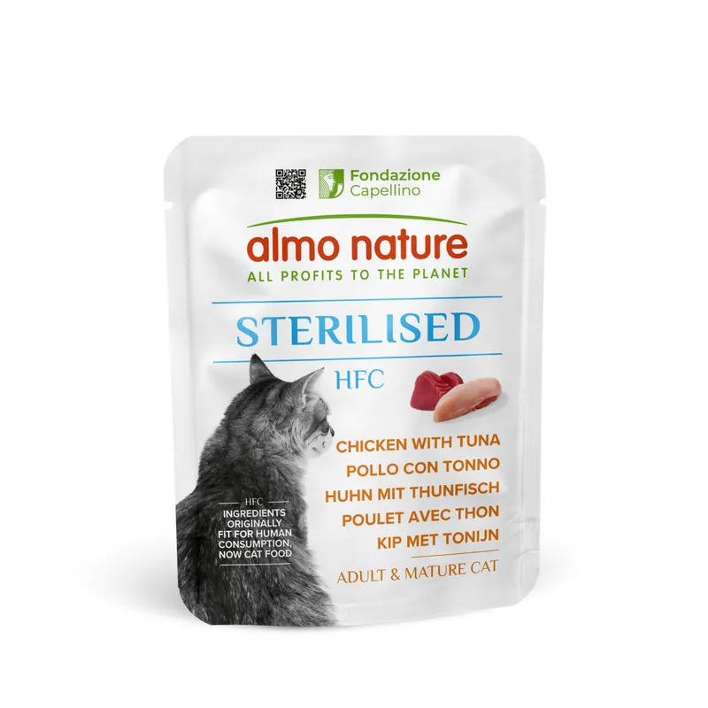 Garantierte Lieferung almo nature Cat Sterilised Pouchbeutel Huhn & Thunfisch 50 g
